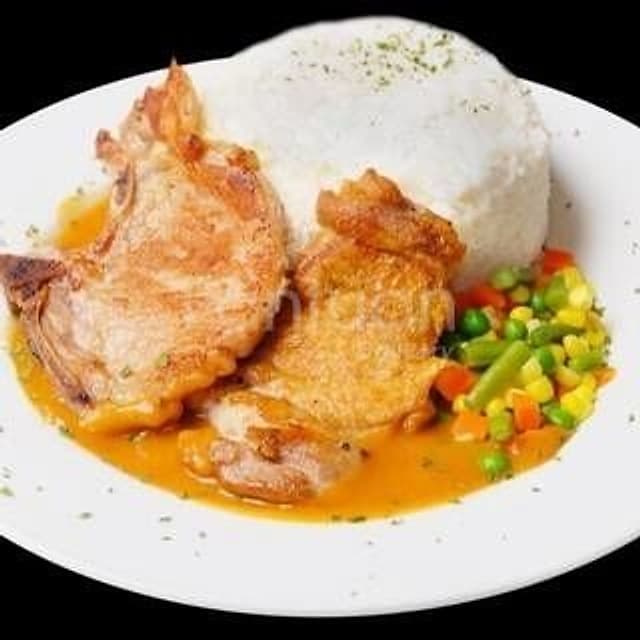 Pork Chop & Chicken Steak on Rice — 香煎鴛鴦扒飯