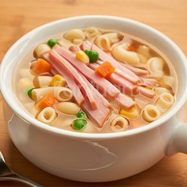 Ham & Egg on Spaghetti in Soup — 火腿雞蛋湯意粉
